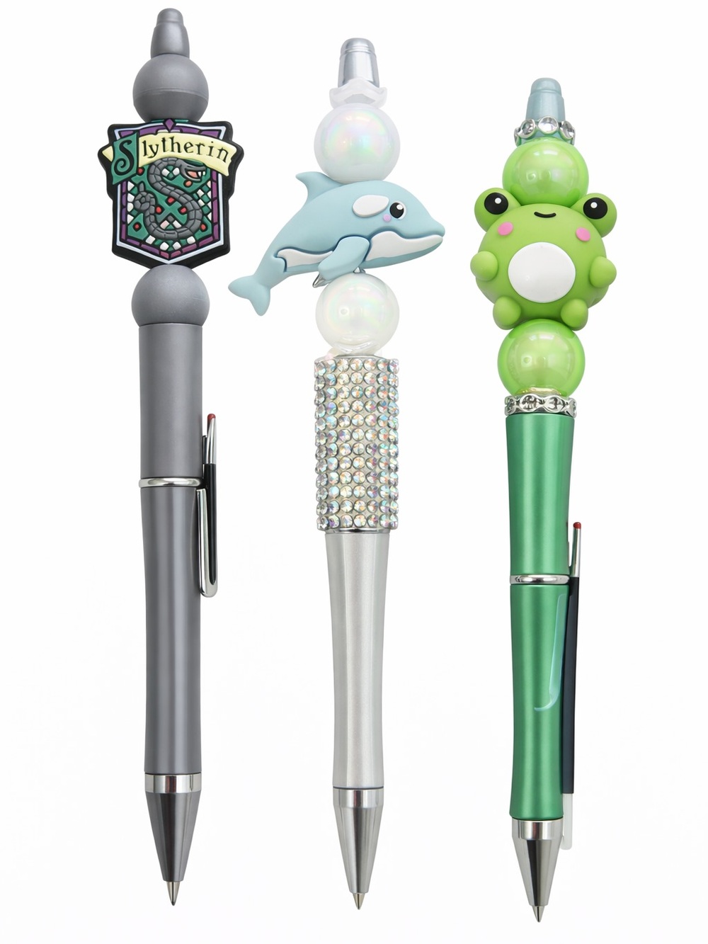 Novelty Decorative Pens - Gray, Silver, Green
